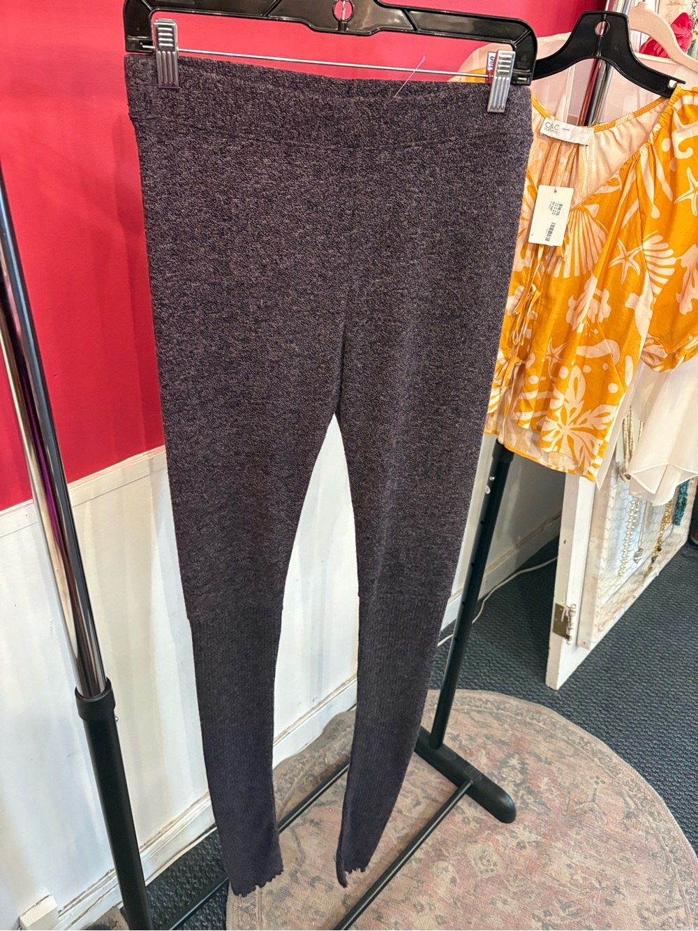 Free People Heathered Dark Gray Ribbed Leggings